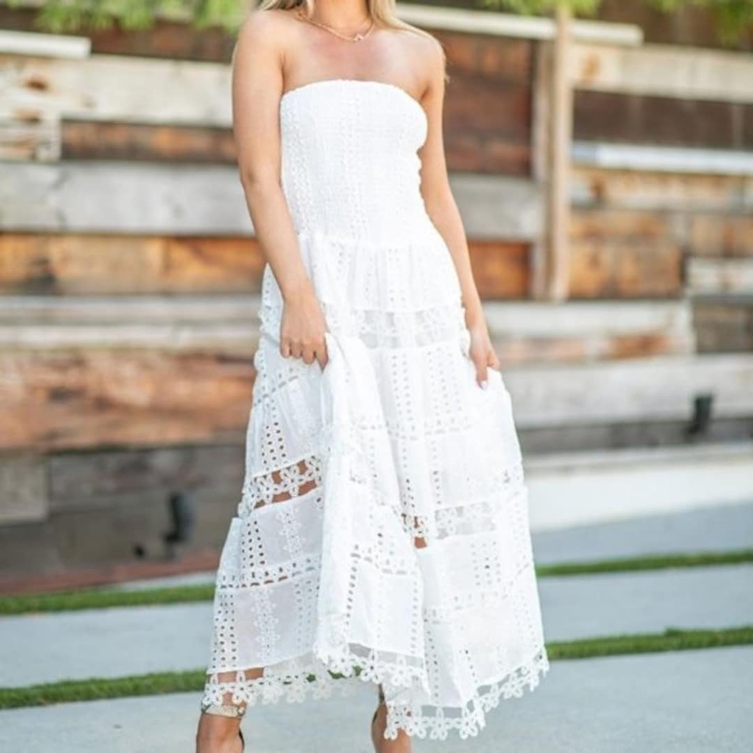 White Lace Festival Dress Bohemian White Festival Clothes Boho Lace Maxi  Lace Festival Dress
