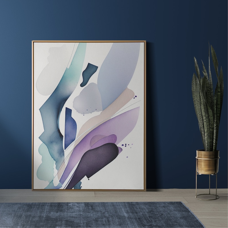 Abstract Watercolor Wall Art, Large Paintings, Colorful, Printable Art