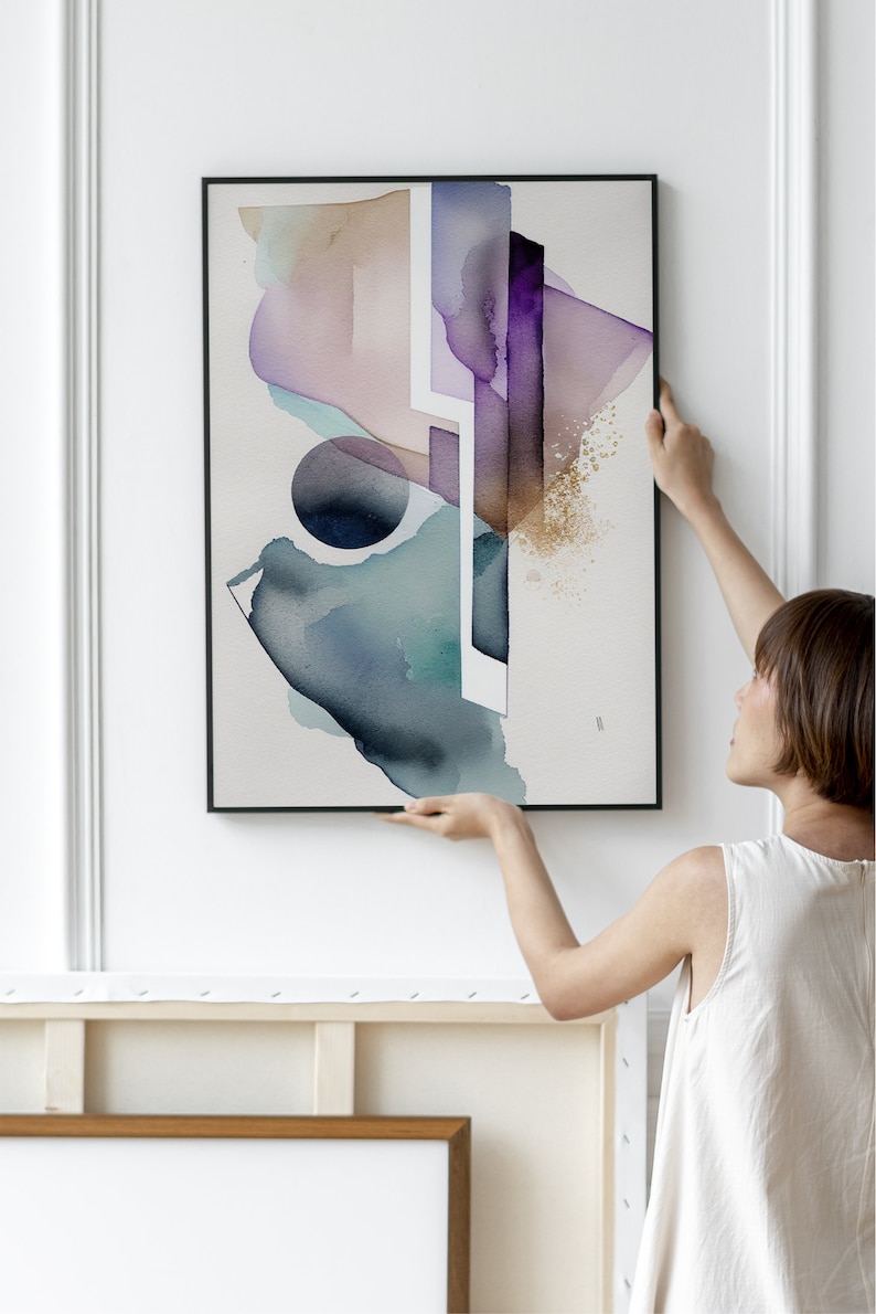 Abstract Watercolor Wall Art, Large Paintings, Colorful, Printable Art