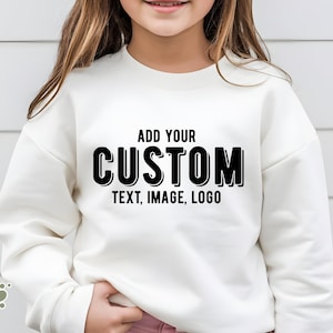Custom Youth Sweatshirt with Text, Image or Logo | Personalized Kids Hoodie for School, Team, Birthday, Gift or Matching Outfits