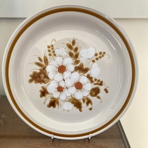 Stoneware Dinner Plates x 2 | Mountain Wood Collection | Made in Japan | Dried Flower Design