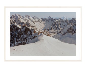 Vallée Blanche Skiers Chamonix Mont Blanc Fine Art Print - View From Aiguille du Midi Wall Art