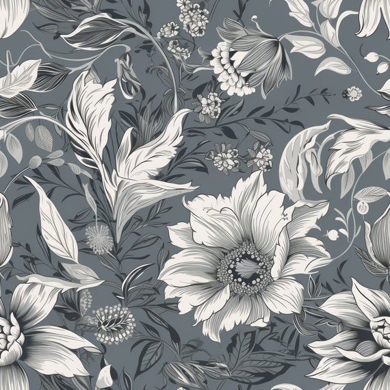 Gray Floral Pattern