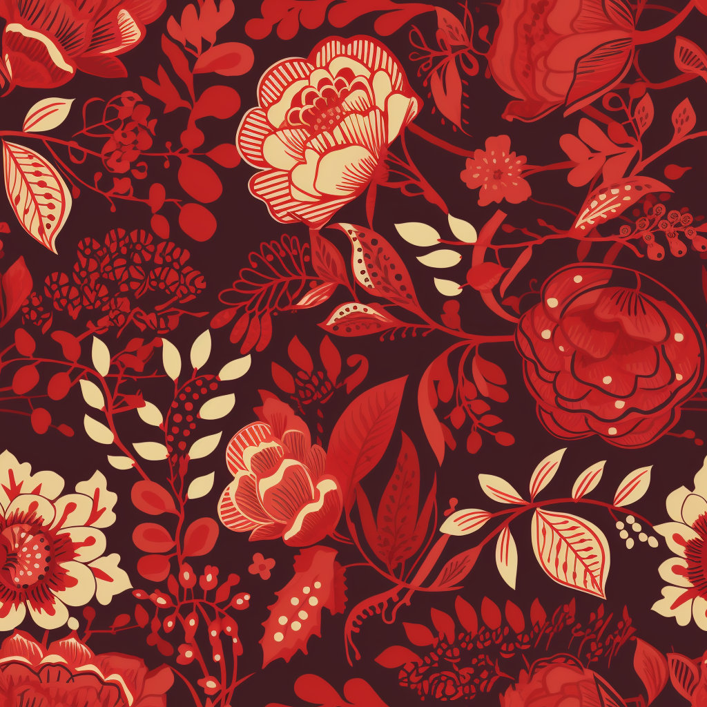 Red Floral Pattern Etsy