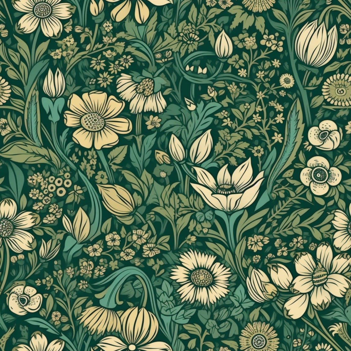 Green Floral Pattern 1 - Etsy UK