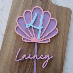 Personalized Seashell Cake Topper | Acrylic First Birthday Decor | Ocean | Mermaid | Under the Sea