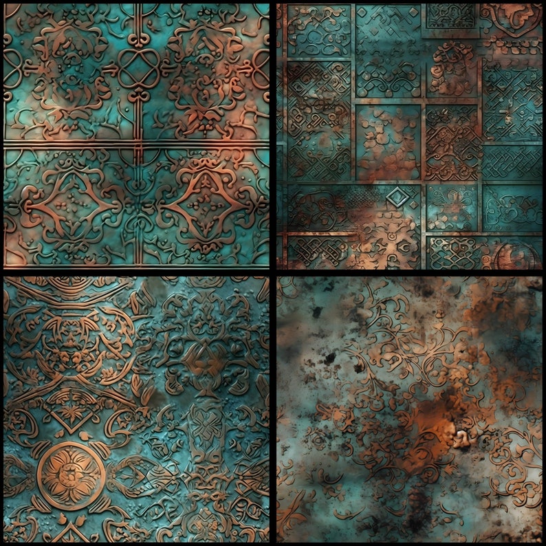 Digital Paper Copper Patina Pattern Instant Download Seamless Digital ...