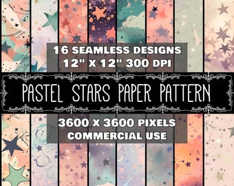 Digital Paper Star Pattern Instant Download Seamless Digital Pastel Star Design Scrapbook Digital Pastel Star Paper Pattern Instant Download