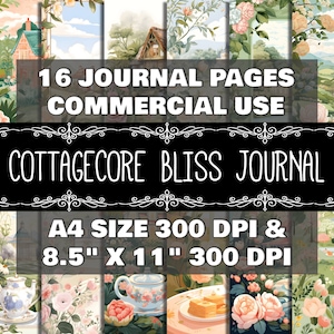 Digital Journal Cottagecore Pattern Instant Download Printable Journal Cottage Design Scrapbook Printable Journal Cottagecore Design Cottage