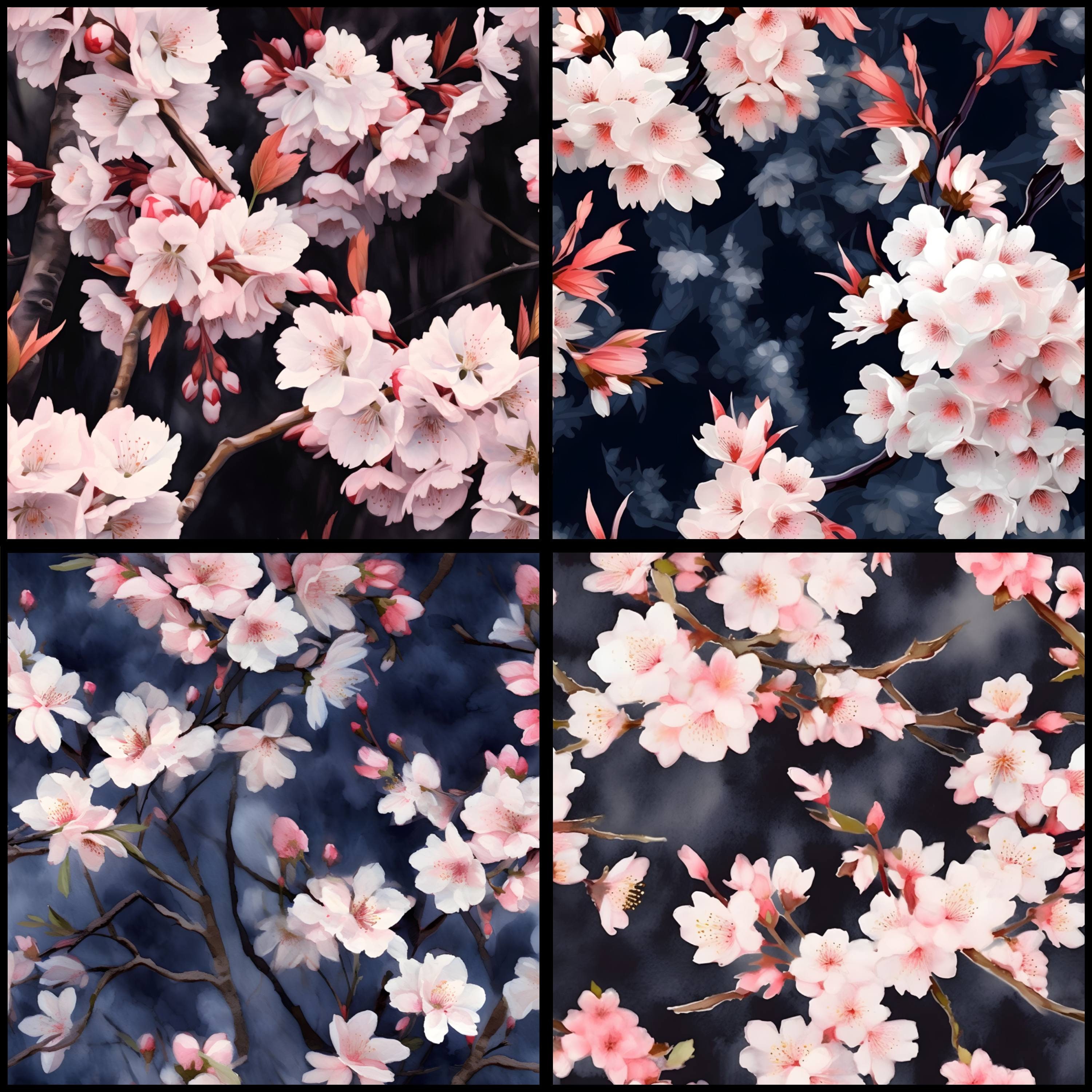 Digital Paper Sakura Pattern Instant Download Seamless Digital Cherry 