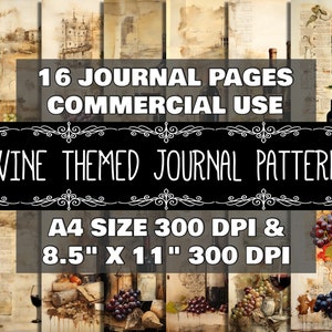 Digital Journal Wine Pattern Instant Download Printable Journal Sophisticated Design Scrapbook Printable Journal Wine Pattern Sophisticated