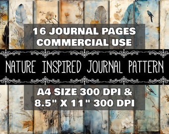 Digital Journal Nature Pattern Instant Download Printable Journal Nature Inspired Design Scrapbook Printable Journal Nature-Inspired Pattern