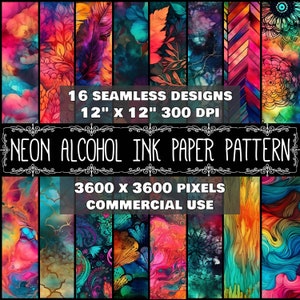 Digital Paper Alcohol Neon Pattern Instant Download Seamless Alcohol Ink Design Neon Digital Scrapbook Alcohol Ink Pattern Instant Download