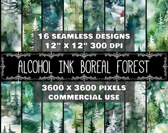 Digital Paper Forest Pattern Instant Download Seamless Digital Boreal Forest Design Scrapbook Digital Forest Snow Pattern Digital Forest