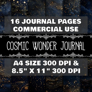 Digitaal dagboek Sterpatroon Instant Download Afdrukbaar dagboek Gouden sterontwerp Scrapbook Afdrukbaar dagboek Kosmische patroonsterrenbeelden