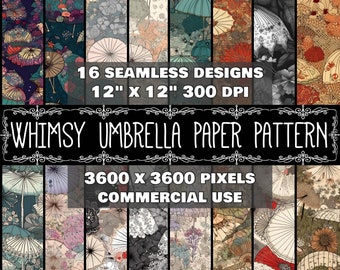 Digital Paper Umbrella Pattern Instant Download Seamless Digital Floral Umbrella Design Scrapbook Digital Umbrella Flower Instant Download