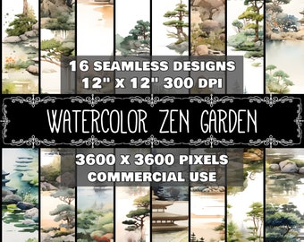 Digital Paper Zen Garden Pattern Instant Download Seamless Digital Zen Garden Design Scrapbook Digital Garden Design Zen Garden Pattern Art