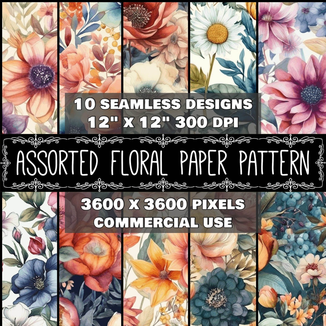 Digital Paper Floral Pattern Instant Download Seamless Digital ...