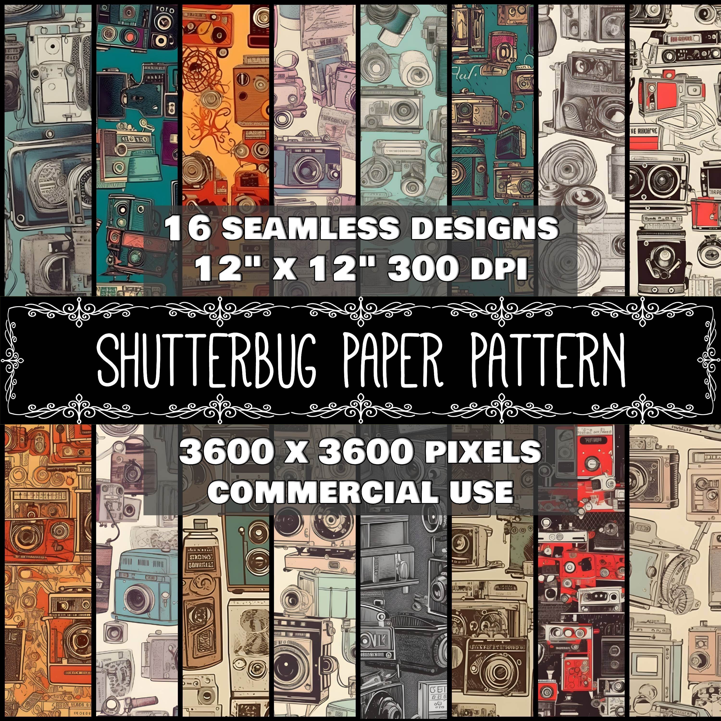 Digital Paper Shutterbug Pattern Instant Download Seamless Digital Camera Design Scrapbook Digital Vintage Camera Pattern Instant Download