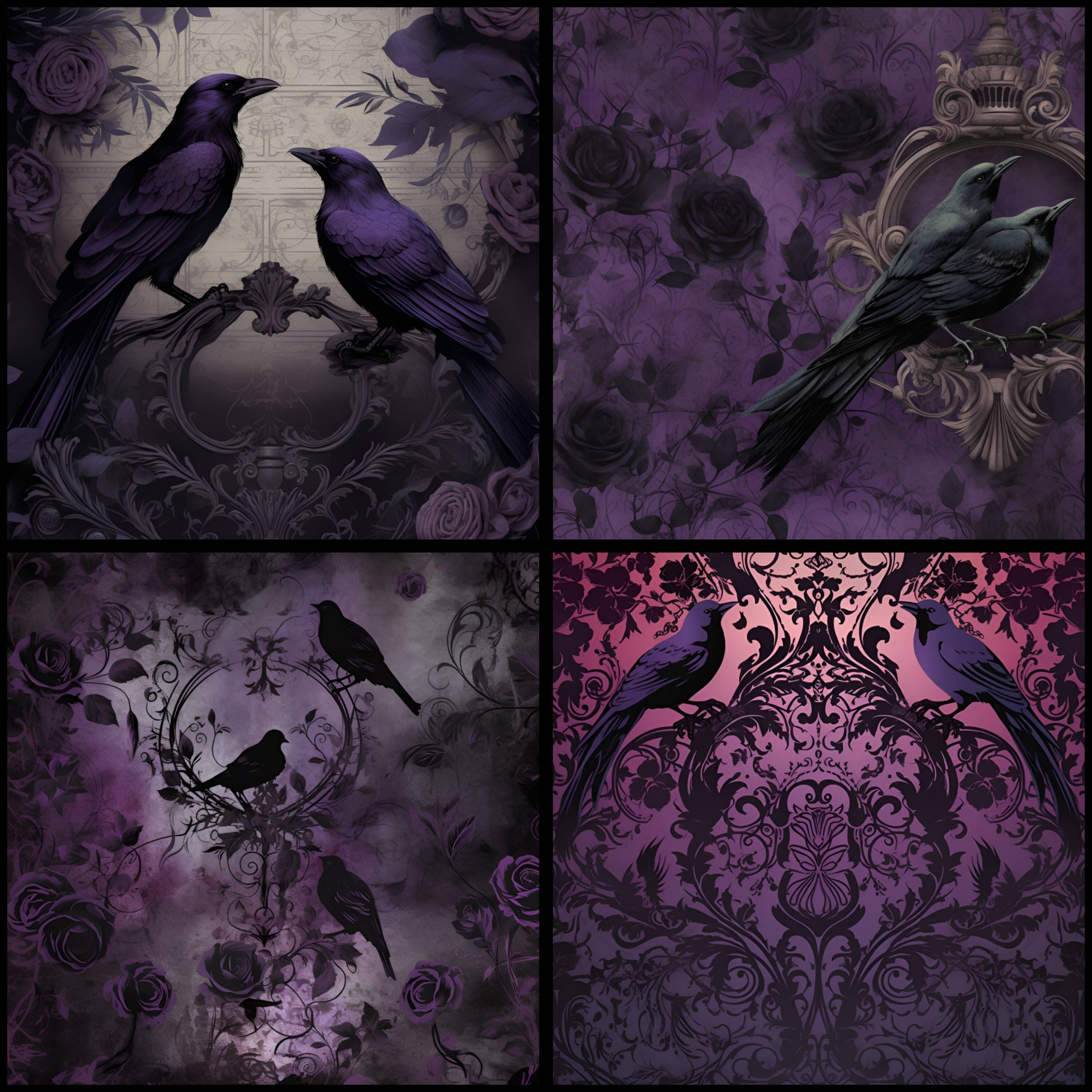 Digital Paper Gothic Pattern Instant Download Digital Raven Design ...