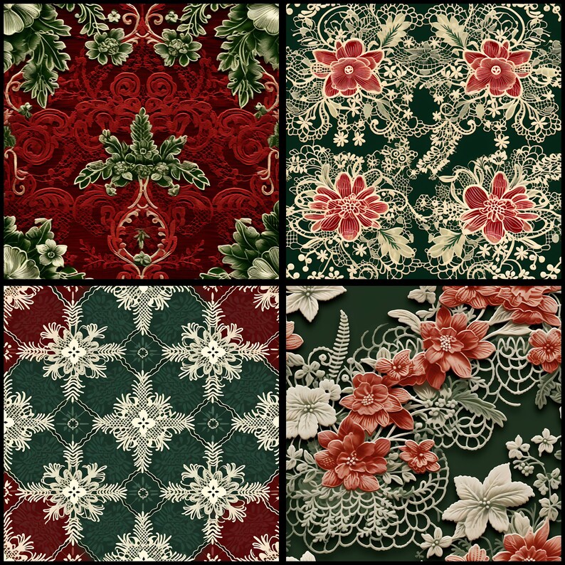 Christmas Digital Paper Lace Pattern Instant Download Seamless Digital ...