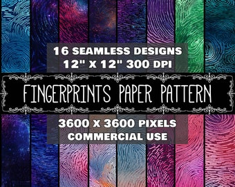 Digital Paper Fingerprints Pattern Instant Download Seamless Digital Prints Design Scrapbook Digital Prints Pattern Digital Fingerprints