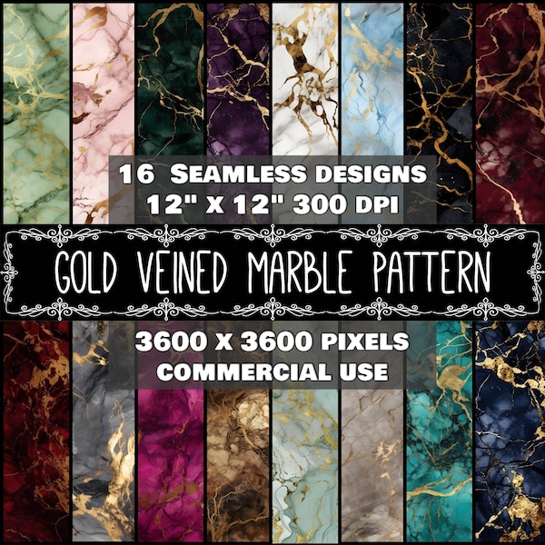 Digital Paper Gold-veined Marble Pattern Digital Gold Veined Marble Design Scrapbook Marble Pattern Gold-Veined Design Instant Download