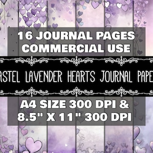 Digital Journal Heart Pattern Instant Download Digital Journal Lavender Heart Design Scrapbook Digital Heart Lavender Journal Pattern Heart