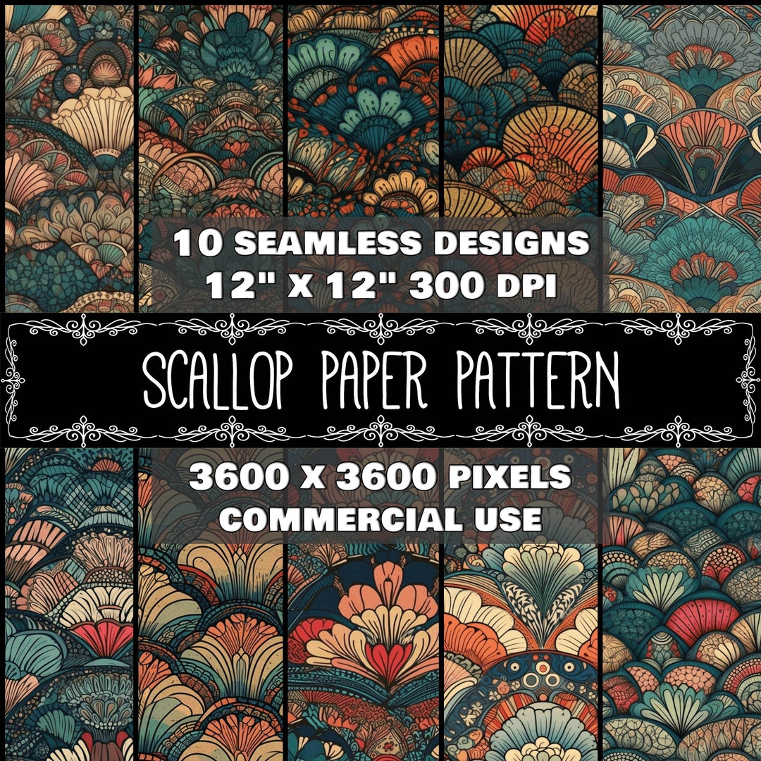 Digital Paper Scallop Pattern Instant Download Seamless Etsy