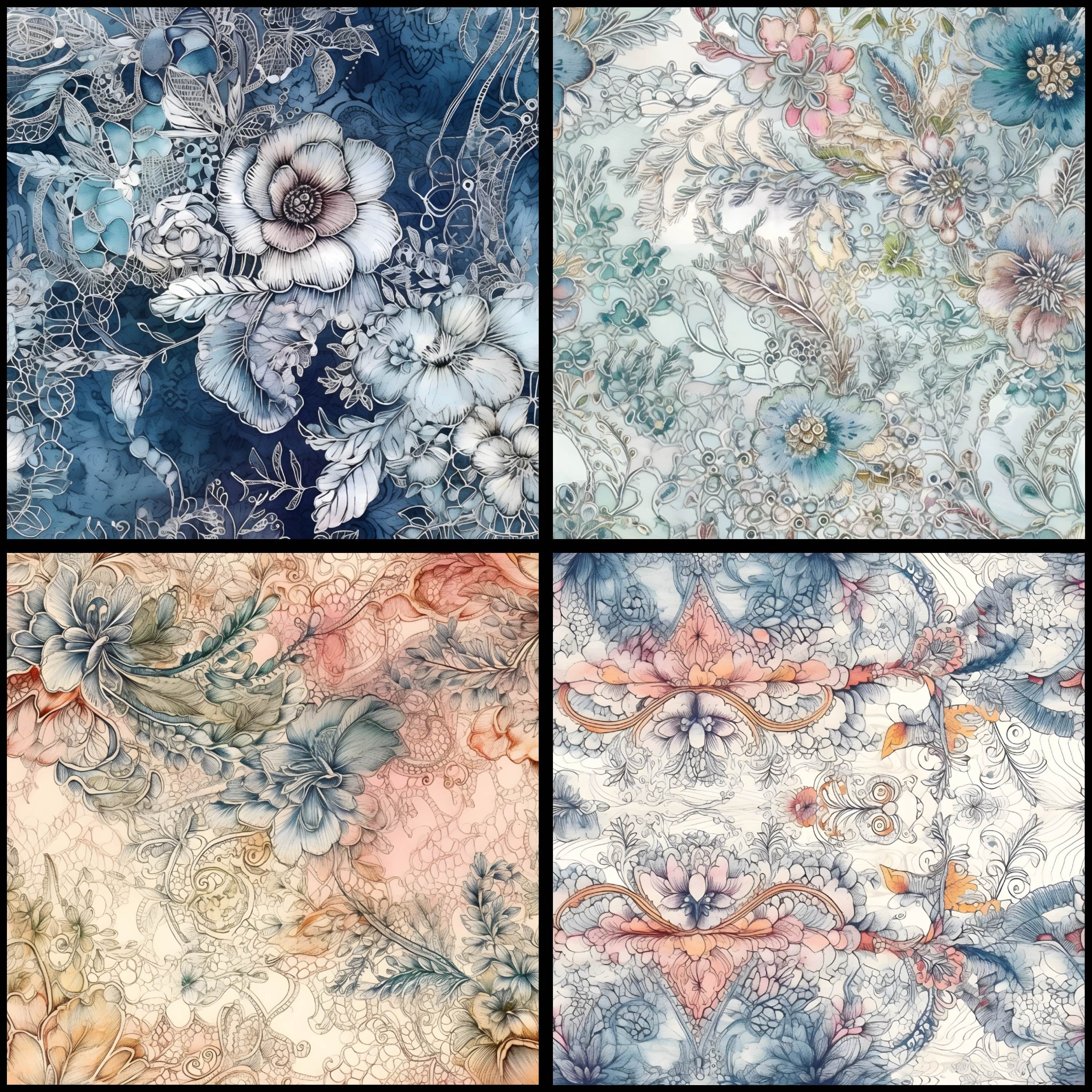 Digital Paper Lace Pattern Instant Download Seamless Vintage Lace Paper