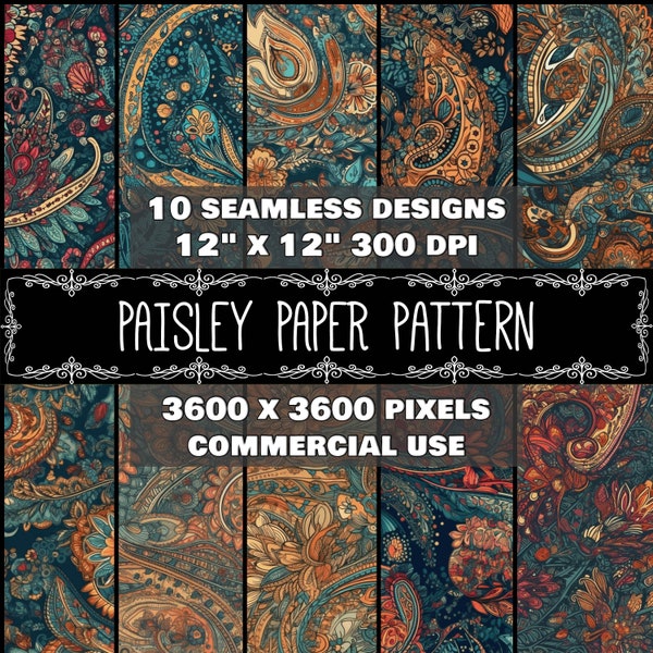 Papier numérique Paisley Pattern Téléchargement instantané Transparent Digital Paisley Design Scrapbook Paisley Paper Design Téléchargement instantané