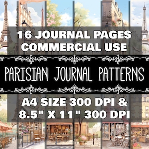 Digital Journal Paris Pattern Instant Download Printable Journal Parisian Design Scrapbook Printable Journal Eiffel Tower Pattern Paris Cafe