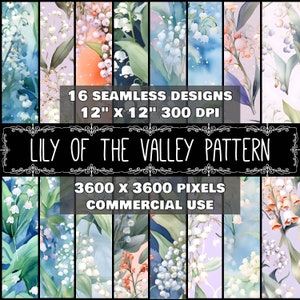 Papier numérique Lily Of The Valley Pattern Téléchargement instantané Seamless Digital Floral Design Scrapbook Digital Aquarelle Lily Téléchargement instantané