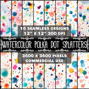 Digital Paper Watercolor Polka Dot Pattern Instant Download Seamless Digital Splatter Design Scrapbook Digital Polka Dot Decoupage Gift Wrap