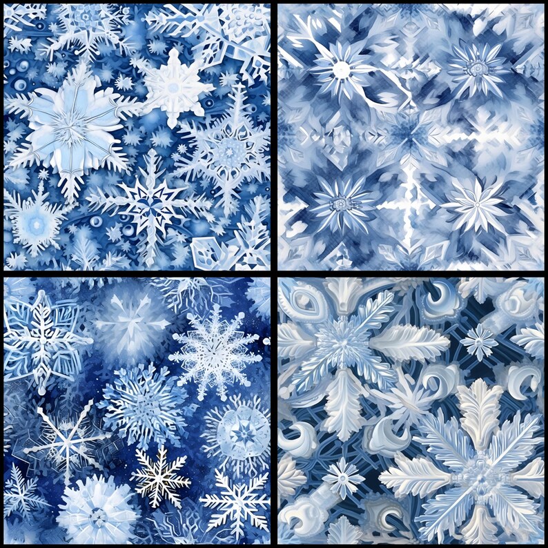 Digital Paper Snowflake Pattern Instant Download Seamless Digital ...