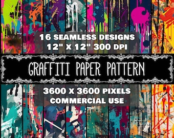 Digital Paper Graffiti Pattern Seamless Instant Download Digital Graffiti Design Street Art Pattern Graffiti Scrapbook Instant Download
