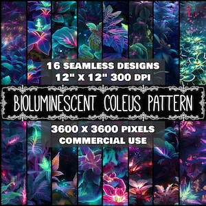 Digital Paper Coleus Pattern Instant Download Seamless Digital Fantasy Forest Design Scrapbook Bioluminescent Coleus Instant Download