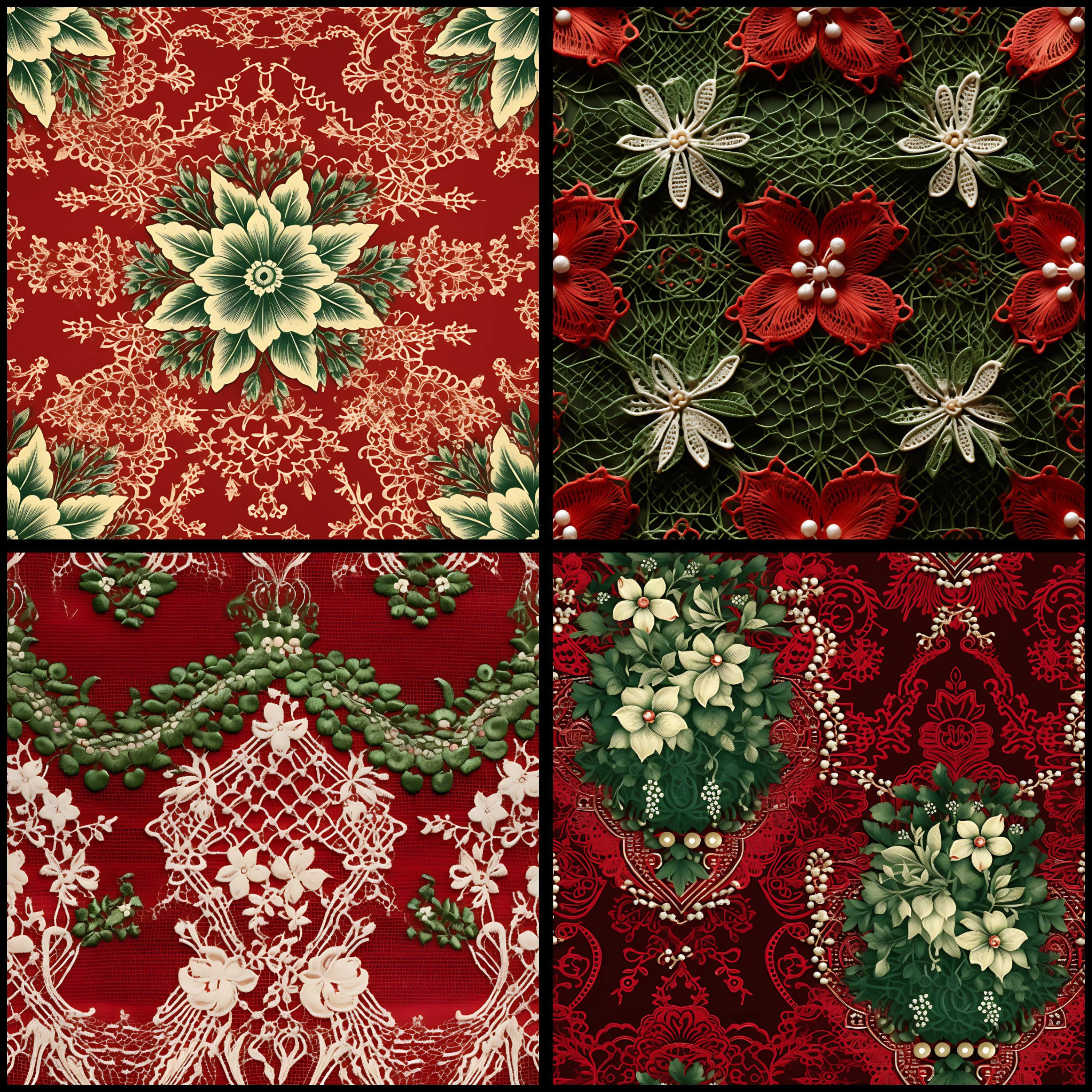 Christmas Digital Paper Lace Pattern Instant Download Seamless Digital