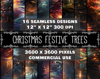 Christmas Digital Paper Tree Pattern Instant Download Seamless Digital Festive Tree Design Scrapbook Digital Christmas Tree Greeting Card