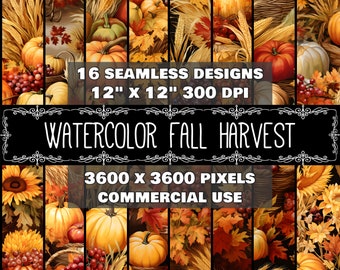 Digitale papier oogst patroon naadloze Instant Download digitaal papier herfst ontwerp Scrapbook digitale herfst oogst aquarel herfst decoupage
