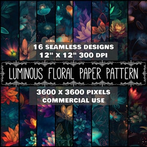 Download immediato di motivi floreali luminosi in carta digitale Download immediato di fiori luminosi digitali senza soluzione di continuità Design Scrapbook Fiore luminoso Download immediato