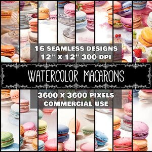 Digitales Papier Macaron Muster Sofortiger Download Nahtloses Digitales Aquarell Macaron Design Scrapbook Digitale Macaron Aquarell Macarons Seite