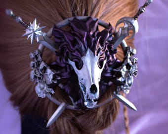 Wolf Heraldry Hair Bun Holder and Sword Pins - Dark Academia, Nordic Viking, Gothic, Witchy Fantasy Accessory, Ren Faire Goth Oddities
