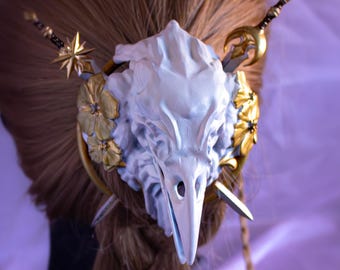 Raven Heraldry Hair Bun Holder and Sword Pins - Dark Academia, Nordic Viking, Gothic, Witchy Fantasy Accessory, Ren Faire Goth Oddities