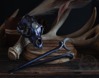 Faux Skull Hairpin Ponytail Fascinators - Gothic Oddities, Ren Faire, Festival Hair Accessories, Nordic Viking Dark Fantasy, Witchy Costume