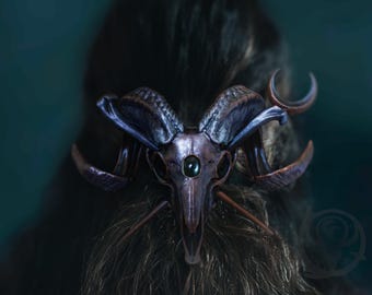 New Hand-Painted Faux Skull Hair Pin Fascinators - Nordic Viking, Gothic, Witchy Dark Fantasy Hair Accessory, Ren Faire And Goth Oddities