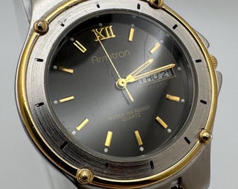 Armitron Men’s Two-Tone Quartz Watch | Black Dial | Day-Date | 36mm