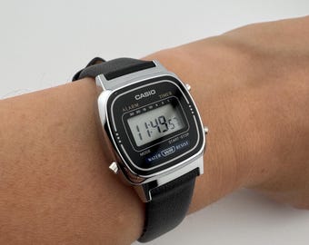 Petite Silver Digital Watch for Women Vintage Style Gift for Her