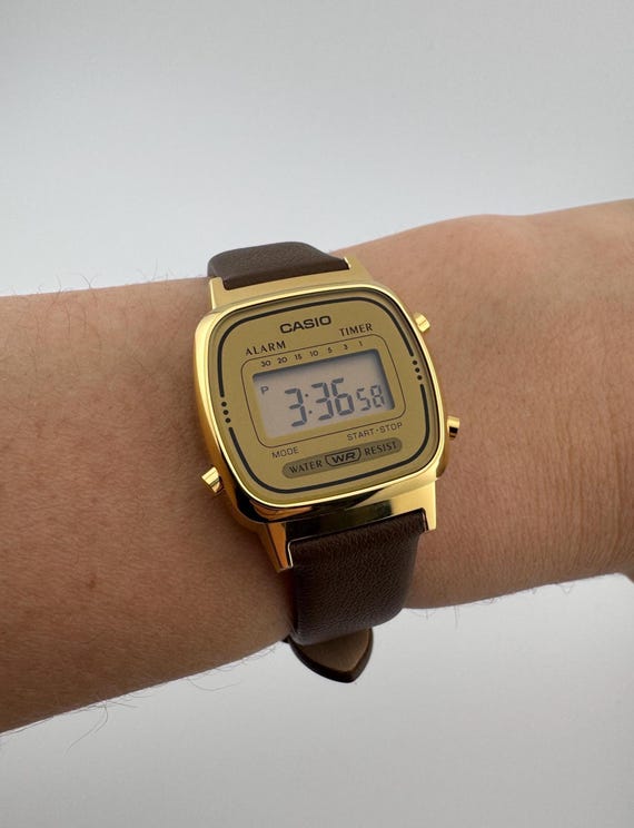 Petite Gold Digital Watch for Women Small Vintage Casio Slim Everyday Watch
