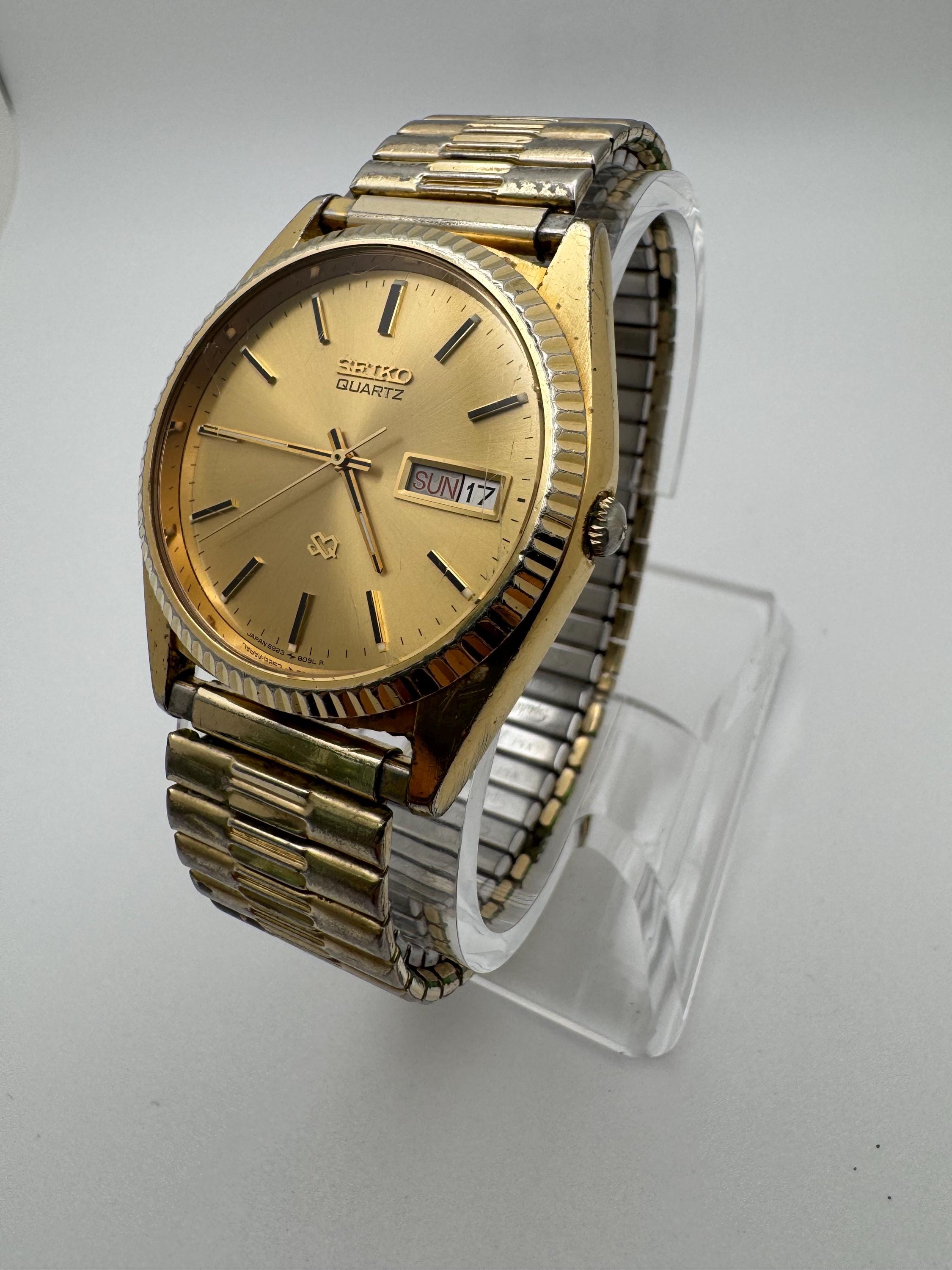 Vintage Seiko Quartz Men's Watch – Gold Tone, Day/date, 34mm